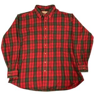 Woolrich Mens XXL Plaid Flannel Shirt Red Green Long Sleeve Button Down Cotton